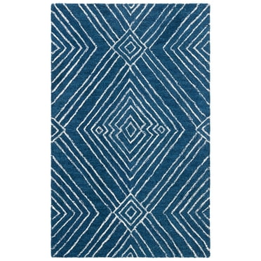 SAFAVIEH Micro-Loop Colton Geometric Area Rug, Navy/Ivory, 2'6" x 4'