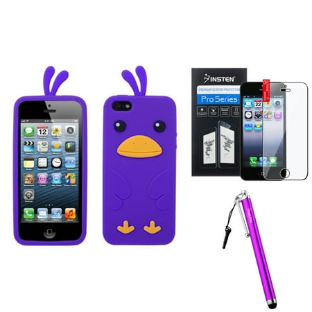 - Insten Electric Purple Chick Pastel Skin Case For iPhone 5S 5 + Stylus + Screen Guard