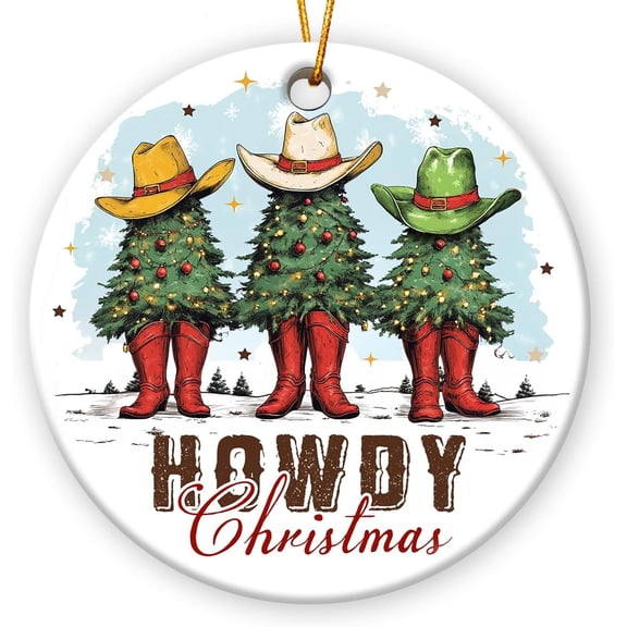 Cowboy Christmas Ornaments 2025 - Funny Cowboy Santa Gifts for Men Women, Western Christmas Decor, Western Ornament for Friend Neighbor, Cowboys Themed Gifts, Ceramic Ornaments for Christmas Tree A1
