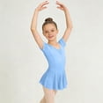 thumbnail image 4 of AUNVITO Girls Ballet Leotard Dress with Mesh Skirt Short Sleeve V-Neck for Dance Practice and Performance Comfortable and Elegant, 4 of 7