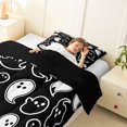 thumbnail image 3 of Homewish Happy Halloween Ghost Twin Comforter Sets,Outline Spooky Pattern Bedding Set,Black White,Black Reversible,2pcs,1 Comforter and 1 Pillowcase, 3 of 7