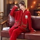 thumbnail image 3 of Conjuntos de Pijamas de lana de Coral para mujer, ropa de dormir de manga larga con cuello en V, ropa de estar por casa de invierno, 3 of 5