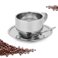 thumbnail image 3 of AntiScald Stainless Steel Coffee Cup Mugs Espresso Cups with Spoon Saucer Set Tableware, 3 of 7