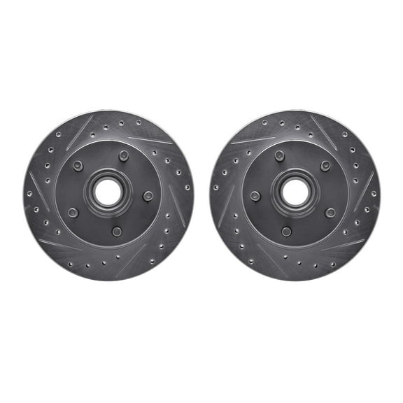Dynamic Friction Company Front Brake Rotors-Drilled and Slotted-Silver 7002-54015
