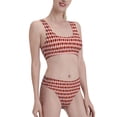 thumbnail image 2 of Vsdgher Womens High Waisted Bikini Sets Two Piece Swimsuit Red and Brown Squares Print Tummy Control Bathing Suit-Large, 2 of 8
