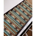 thumbnail image 3 of Teal Brown Blue Stair Treads for Wooden Steps Indoor Runner Rug Carpet, Vintage Country Barn Star Wooden Grain 15 Pieces Peel and Stick Staircase Step Treads Covers Washable Throw Door Mats, 30"x8", 3 of 5