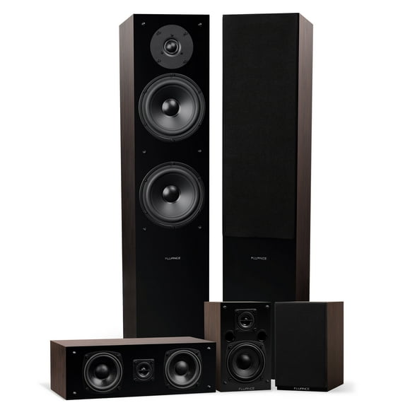 Fluance Elite High Definition Surround Sound Home Theater 5.0 Channel Speaker System including Floorstanding Towers, Center Channel and Rear Surround Speakers - Natural Walnut (SXHTBW)