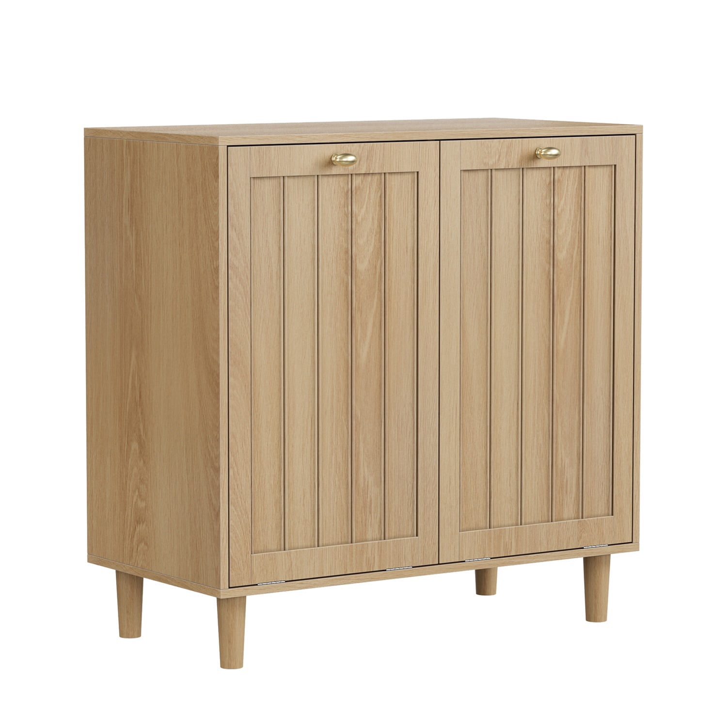 Hommoo Bathroom Laundry Storage Cabinet, Sloping Laundry Basket with Removable Inner Basket, Freestanding Household Storage Rack, Oak