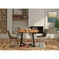 thumbnail image 2 of Metro 45" Oak Veneer Dinning Table with Charcoal Faux Leather Dinning Chairs, 2 of 9