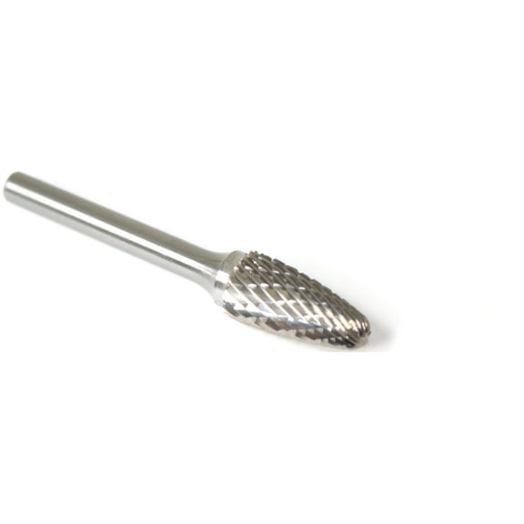 TEMO SF-5 Double Cut Carbide Rotary Burr File, 1/2Inch (12.7 mm) Head Round Tree, 1/4 Inch (6.35 mm) Diameter 2 Inch (50.8 mm) Long Shank