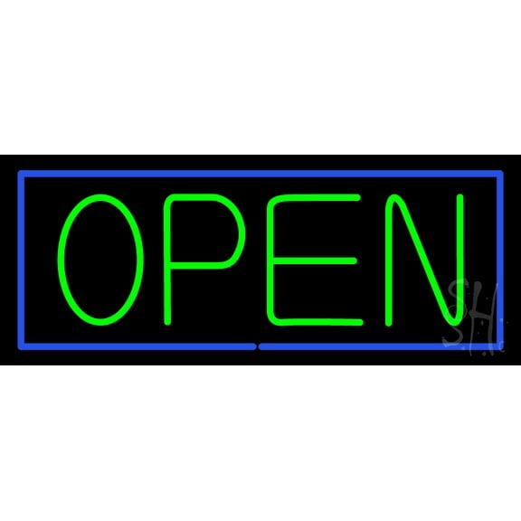 Open BG LED Neon Sign 13 x 32 - inches, Clear Edge Cut Acrylic Backing, with Dimmer - Bright and Premium built indoor LED Neon Sign for storefront.