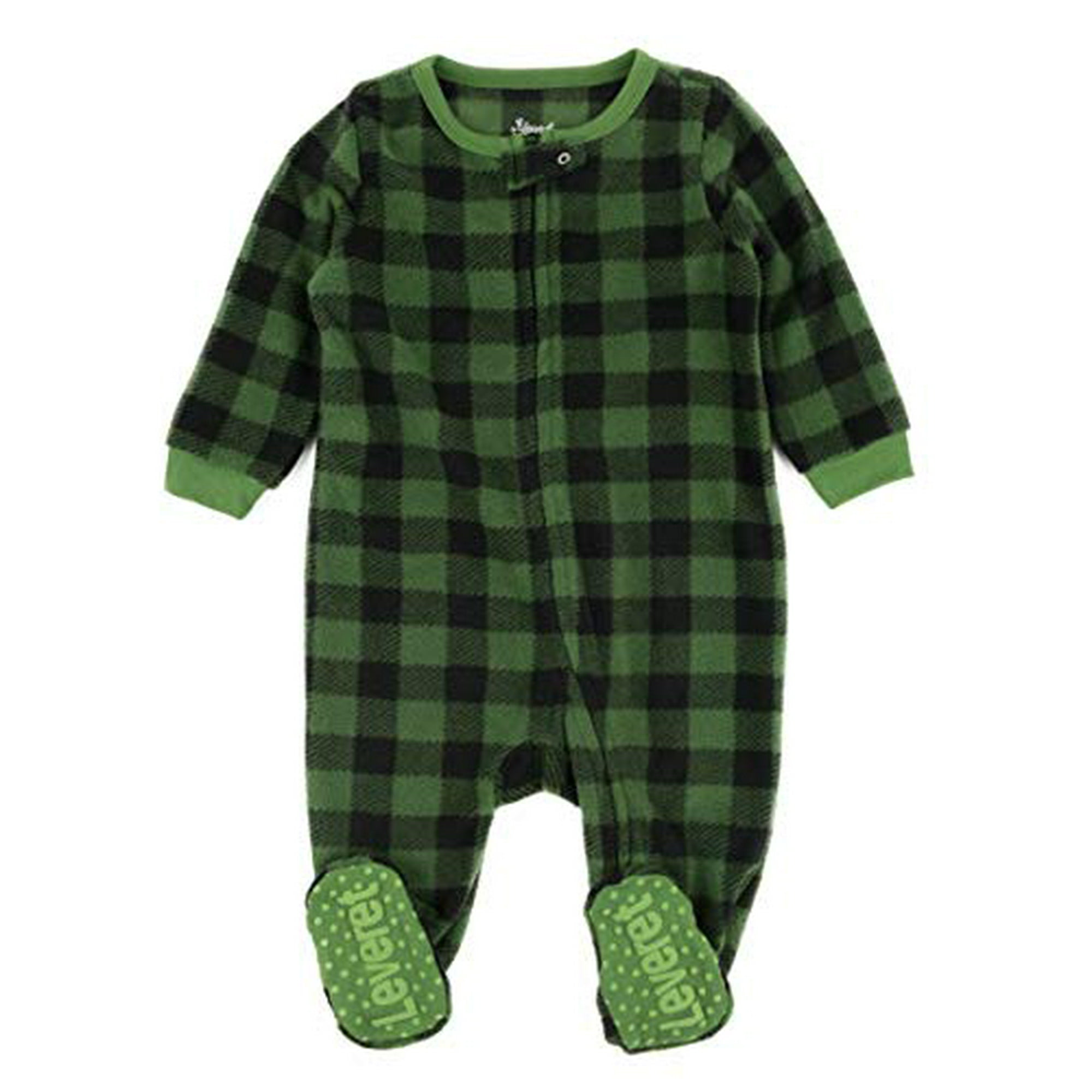 Kids Toddler Boys Girls Footed Fleece Pajama Black Green Plaid Size 18 24 Months Walmart