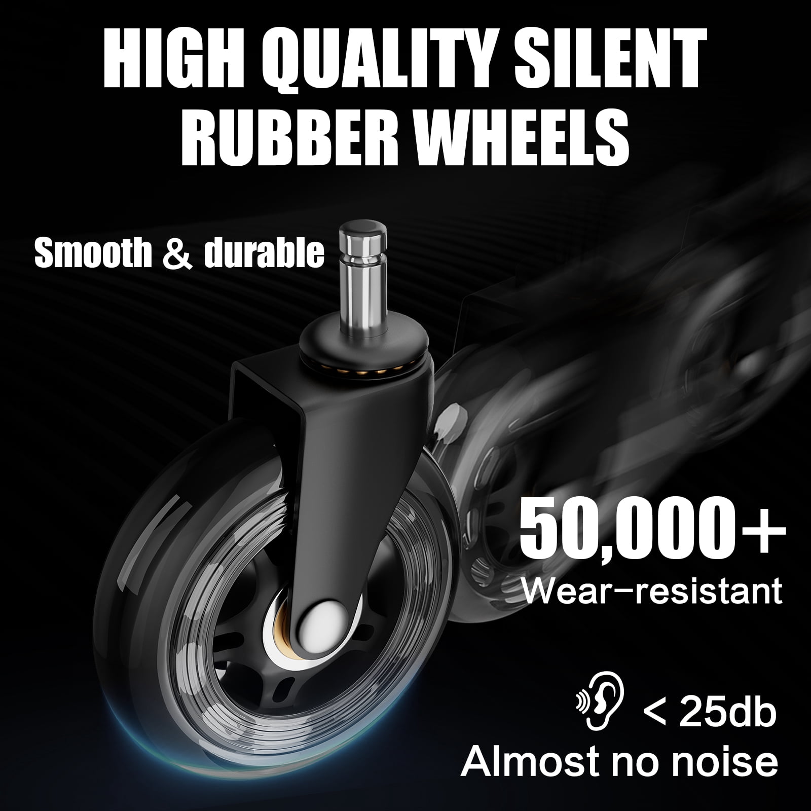 Heavy Duty Big and Tall Office Chair, 7.83Hz Schumann Resonance Relax Chair with Heating Function, Silent Rubber Casters, Thick Padded Seat, Black