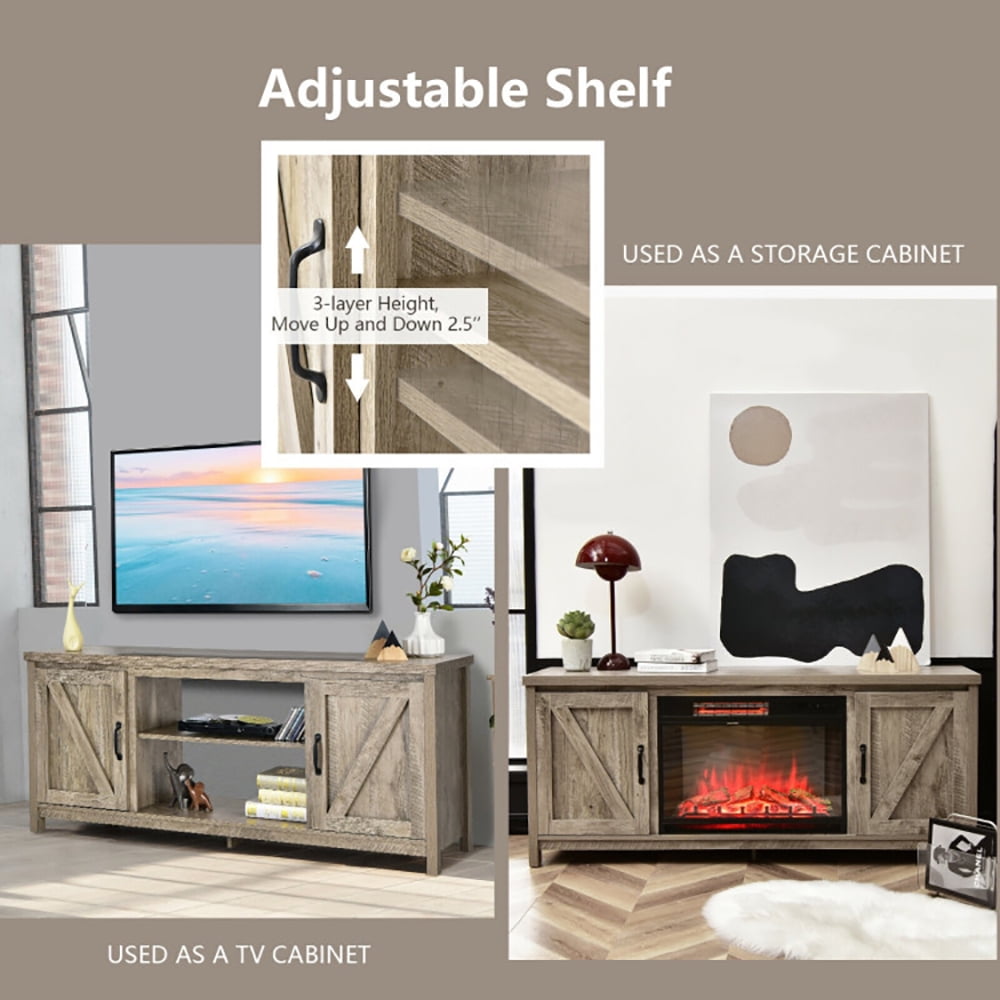 Finihen TV Stand, TV Cabinet, 59 Inches TV Stand Media Console Center with Storage Cabinet, Media Entertainment Center with Storage, for Living Room, Bedroom, Natural