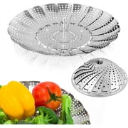 COSYLE Premium Stainless Steel Vegetable Steamer Basket - Folding Expandable Steamers to Fits Various Size Pot Filter Wter(Size:5.1" to 9")