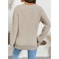 thumbnail image 4 of DOKOTOO Sweaters for Women Long Sleeve Crewneck Sweaters Casual Knit Striped Side Split Pullover Sweater Tops S-2XL, 4 of 11