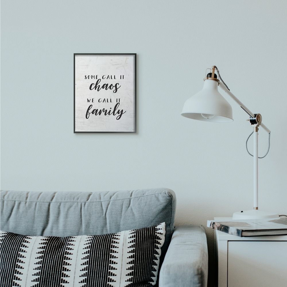 Stupell Industries Chaos Home Family Inspirational Word On Wood Texture Design Framed Giclee Texturized Art by Lettered and Lined