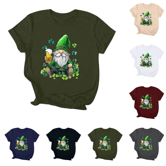 Riecok St. Patrick's Day 2-8 Years Boys Cotton Birthday T Shirts Crewneck Oversized Casual All-match Fashion Lightweight Short Sleeve Toddler Kids Boy Casual Loose Shirts Army Green M