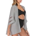 thumbnail image 3 of Uhndy Floral Swimwear Kaftan Bikini Cover Up For Women Summer Kimono Beach Cover Ups Swimsuit Half Sleeve Shawl Chiffon Cardigan Blouse, 3 of 4