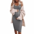 thumbnail image 2 of Vestido Vestido Corto Sin Mangas Para Mujer Embarazada Ropa De Verano De Color Sólido, Gris, M Kearding AP001903-08, 2 of 6