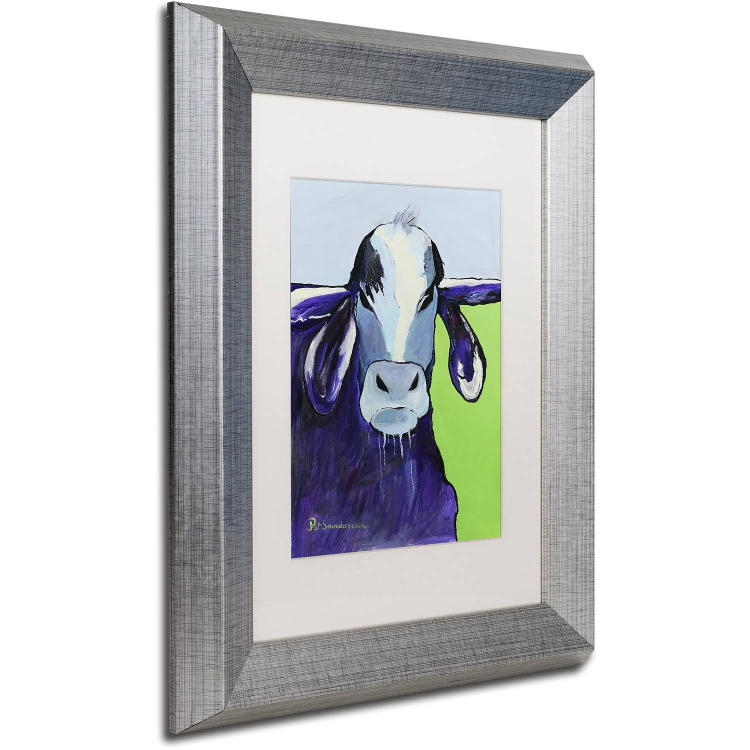 Trademark Fine Art "Bull Drool II" Canvas Art by Pat Saunders-White, White Matte, Silver Frame
