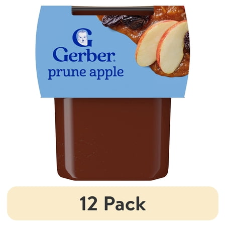 (12 pack) Gerber 2nd Foods Natural for Baby WonderFoods Baby Food, Prune Apple, 4 oz Tubs (2 Pack)