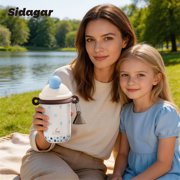 Sidagar 18 fl oz Leakproof Stainless Stee Insulated Water Bottle with Straw, Wide Mouth, Star Blue
