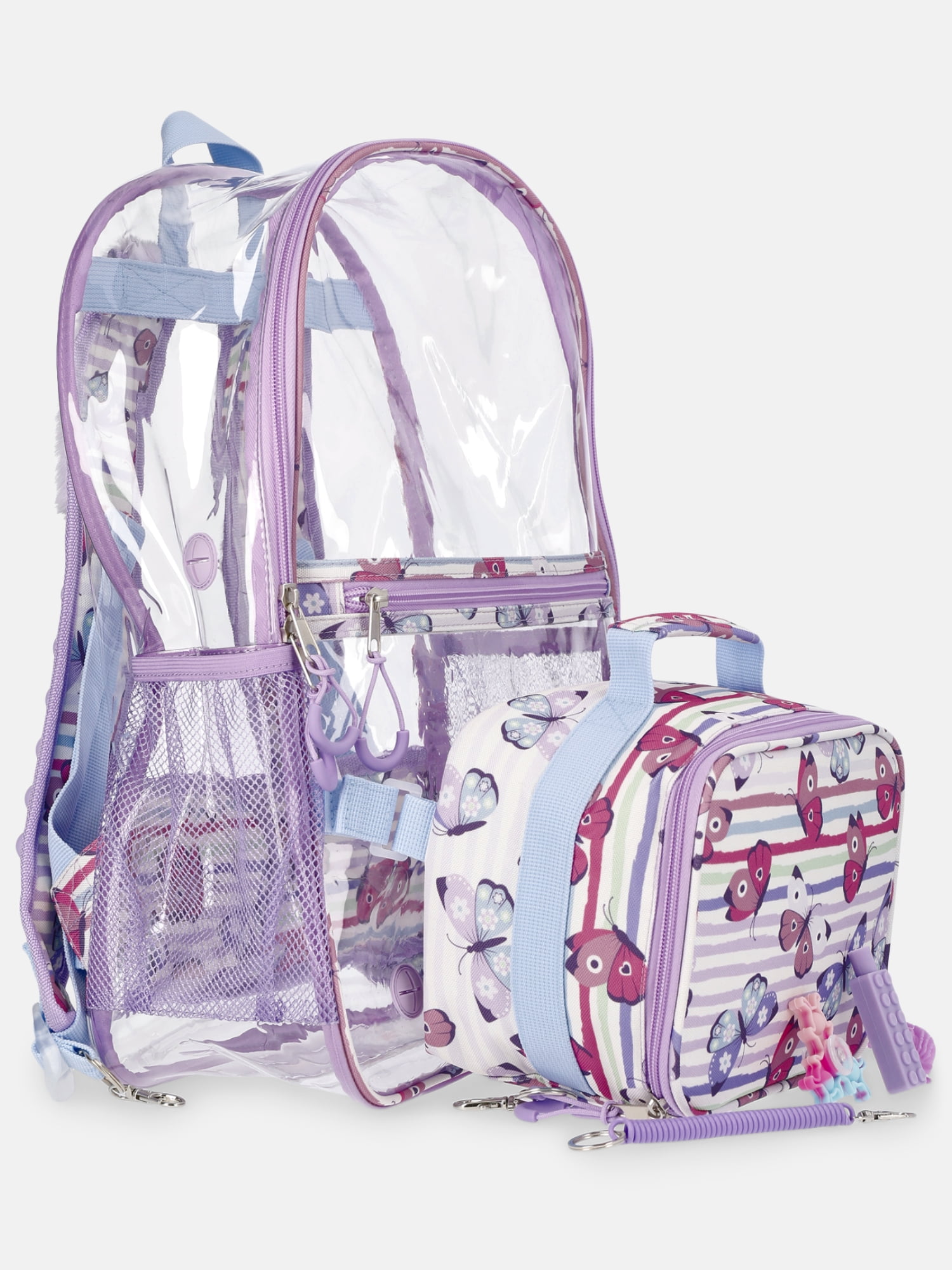 Wonder Nation Kids' Butterfly Cabana 17" Sensory Backpack and Lunch Tote Set, 2-Piece, Purple