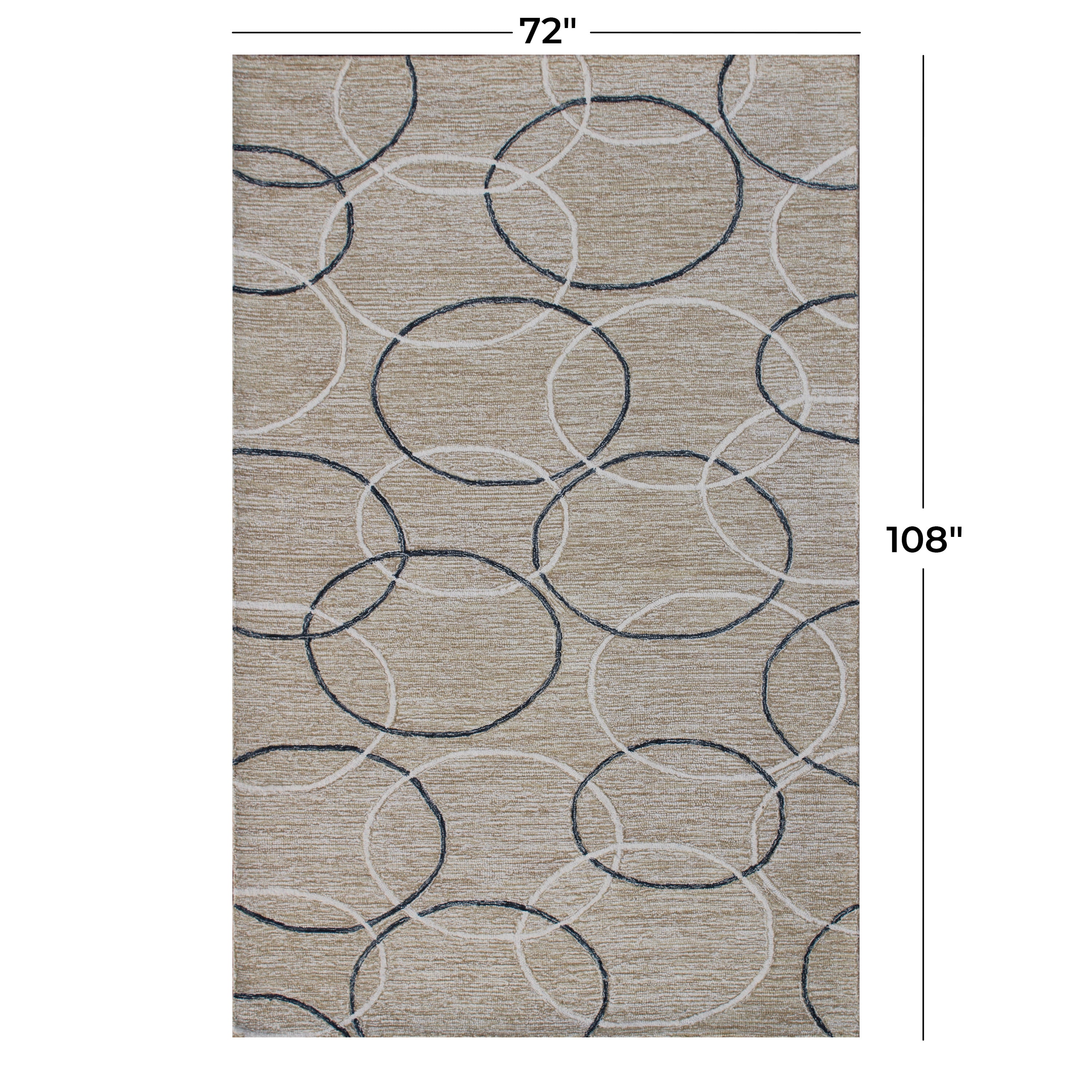DecMode Living room Rectangle Geometric Modern Area Rug, Grey, 6' x 9', 1 - Piece