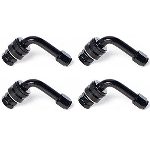 Circuit Performance VS90 Black Bent 90 Degree Angled Aluminum Bolt-in Valve Stems (Set of 4)