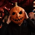 thumbnail image 5 of Halloween Pumpkin Latex Mask, Creepy Jack-o-Lantern Full Face Headgear with Realistic Wrinkled Texture for Masquerade Party and Haunted House Props, 5 of 5
