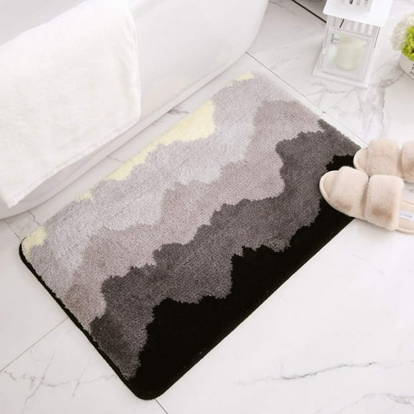 Gris, 50_x_80_cm Tapis de Bain en Microfibre antidérapant, Lavable, Doux et Absorbant