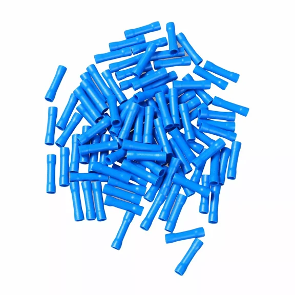 16-14 AWG Gauge Ga 100PCS Blue Car Audio/Alarm Wire Butt Connector Terminal