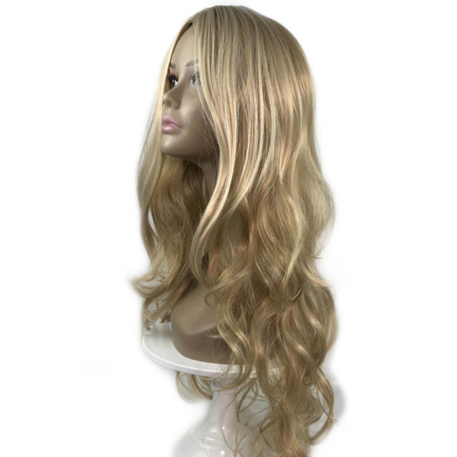 Long Blonde Curly Wig for Women 68cm Fashion Synthetic Fiber Natural Looking Hairpiece for Costume or Everyday Style No Hairnet Included Gift