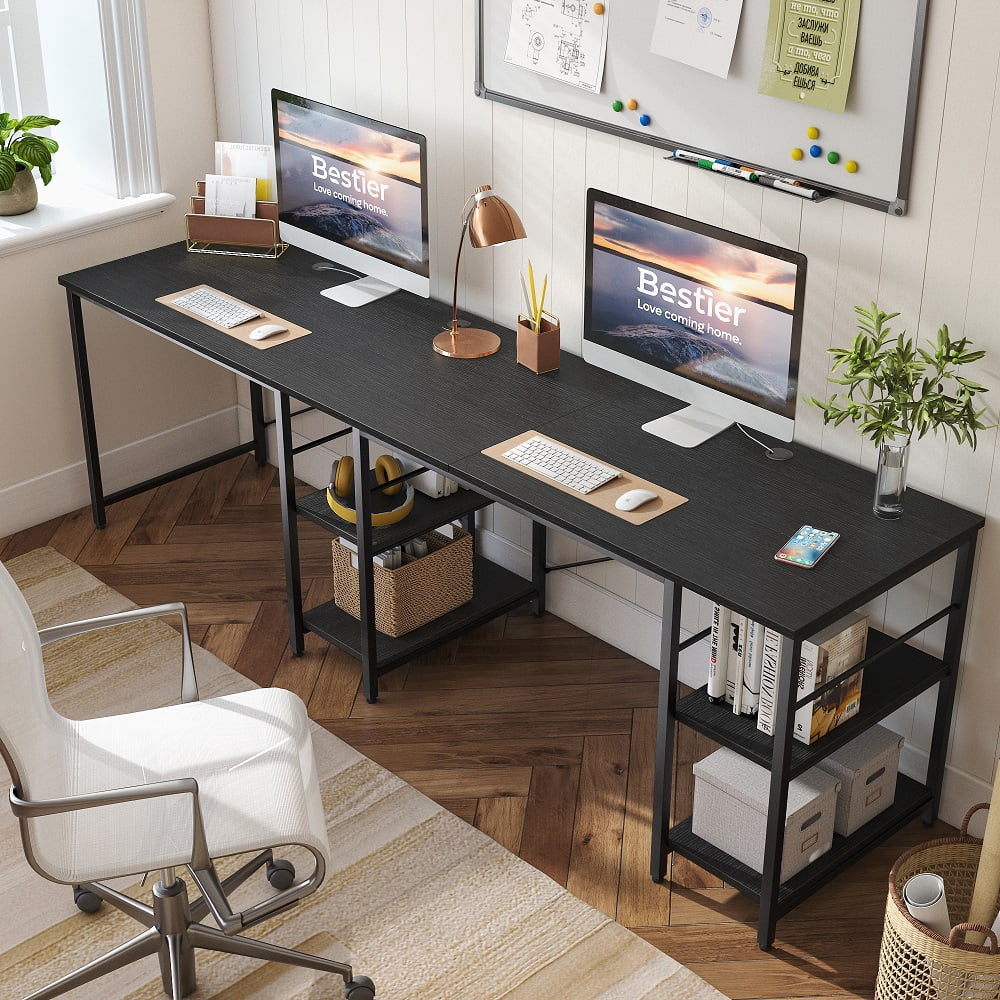 Buy Bestier 95.5 inches L-Shaped Computer Desk Long Table for Home ...
