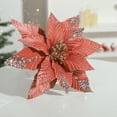 thumbnail image 5 of Glitter Poinsettias Artificial Christmas Flowers Large Xmas Tree Ornaments for Wreath New Year Party Wedding Decorations,Red, 5 of 5
