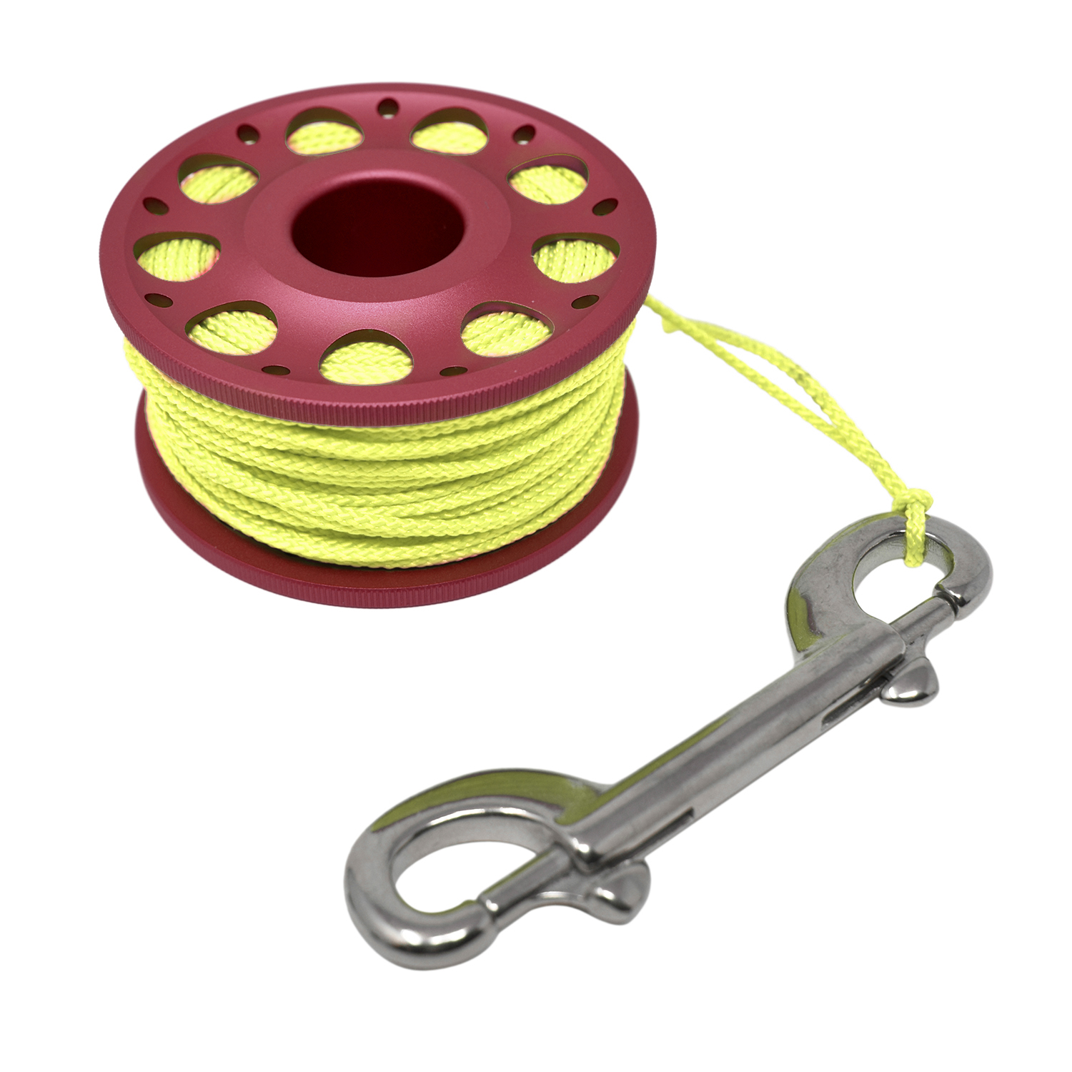 Aluminum Finger Spool 100ft Dive Reel w/ Retractable Holder, Red/Yellow - image 3 of 4