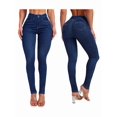 thumbnail image 3 of Women High Waist, Stretchy Jeans Slim Fit Leg Pull on Jean with Pockets, Soft Breathable Cotton Blend Dark Blue XL, 3 of 7