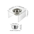 thumbnail image 7 of THE LICKER STORE Keaton 5" Small/Medium Modern Acrylic Rectangular Elevated Pet Feeder with 20oz 1-Stainless Steel Bowl, Clear/Chrome, DBL2002A, 7 of 7