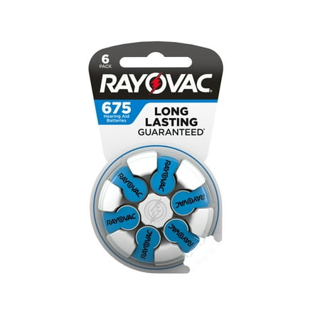 Rayovac Size 675 Hearing Aid Batteries, 6-Pack