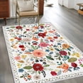 thumbnail image 3 of Watercolor Flowers Area Rug 4x6 Washable Rug Non Slip Farmhouse Spring Floral Botanical Large Area Rug Indoor Floor Carpet for Entryway Bedroom Kitchen Living Room Home Office Dining Room Nursery, 3 of 8