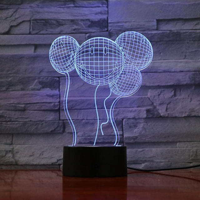 Lámpara de ilusión LED 3D con luz nocturna, globo aerostático