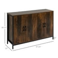 thumbnail image 3 of HOMCOM Coffee Bar Adjustable Shelves Industrial Sideboard, Rustic Brown, 3 of 8