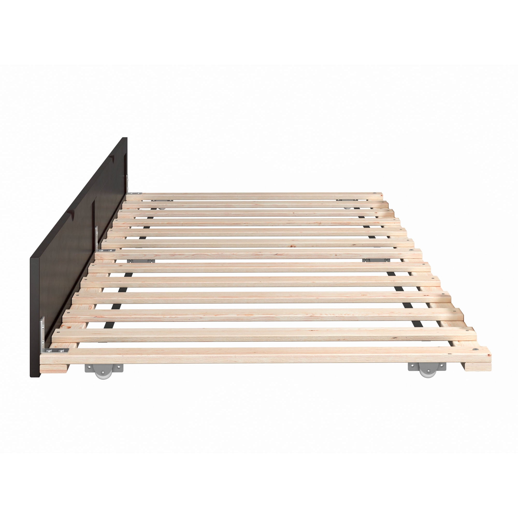AFI Twin-XL Roll Out Wood Trundle Bed Frame with Wooden Slat Supports, Espresso
