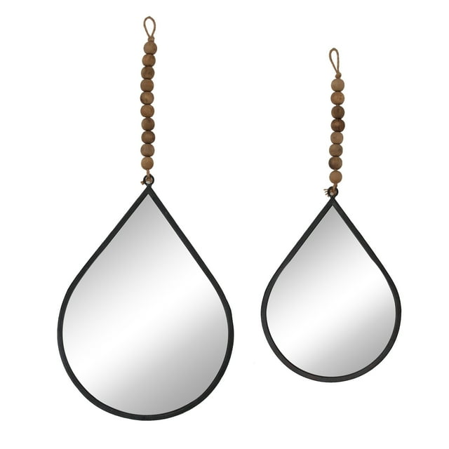 Sagebrook Home S/2 Metal Teardrop Wall Mirror, Gunmetal Wb