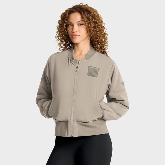 Women's Fanatics Tan New York Rangers Authentic Pro Road Full-Zip Bomber Jacket