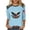 Light Blue0, variant on Women T-Shirt Patriotic American Flag Eagle Print 3/4 Sleeve Crewneck Casual Loose Fit Summer Top for Independence Day