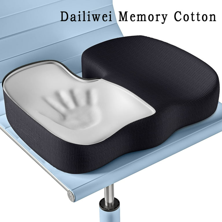 TOP COMFORT Memory Foam Seat Cushion, Gel Enhanced Orthopedic Coccyx Pad  for Tailbone Pain, Non Slip Comfortable Butt Pillow for Office Chair, Car