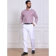 thumbnail image 2 of DARING DIVA Men's Striped Button Down Long Sleeve Stretch Shirts L Red Blue, 2 of 7
