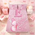 thumbnail image 4 of meiyoeat Pink Glitter Butterfly Monogrammed E Full Size Sheets for Girls, Sparkle Floral Initial Letter Bed Sheets, 4-Piece, 1 Flat Sheet, 1 Fitted Sheet and 2 Pillowcases, 4 of 6
